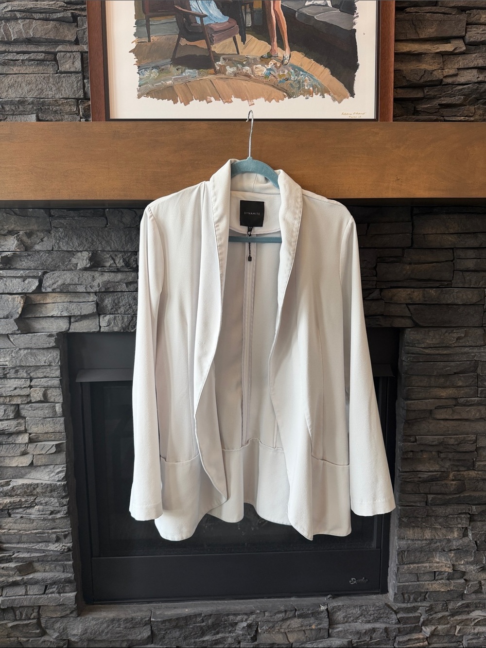 Dynamite Cream Open-Front Draped Blazer